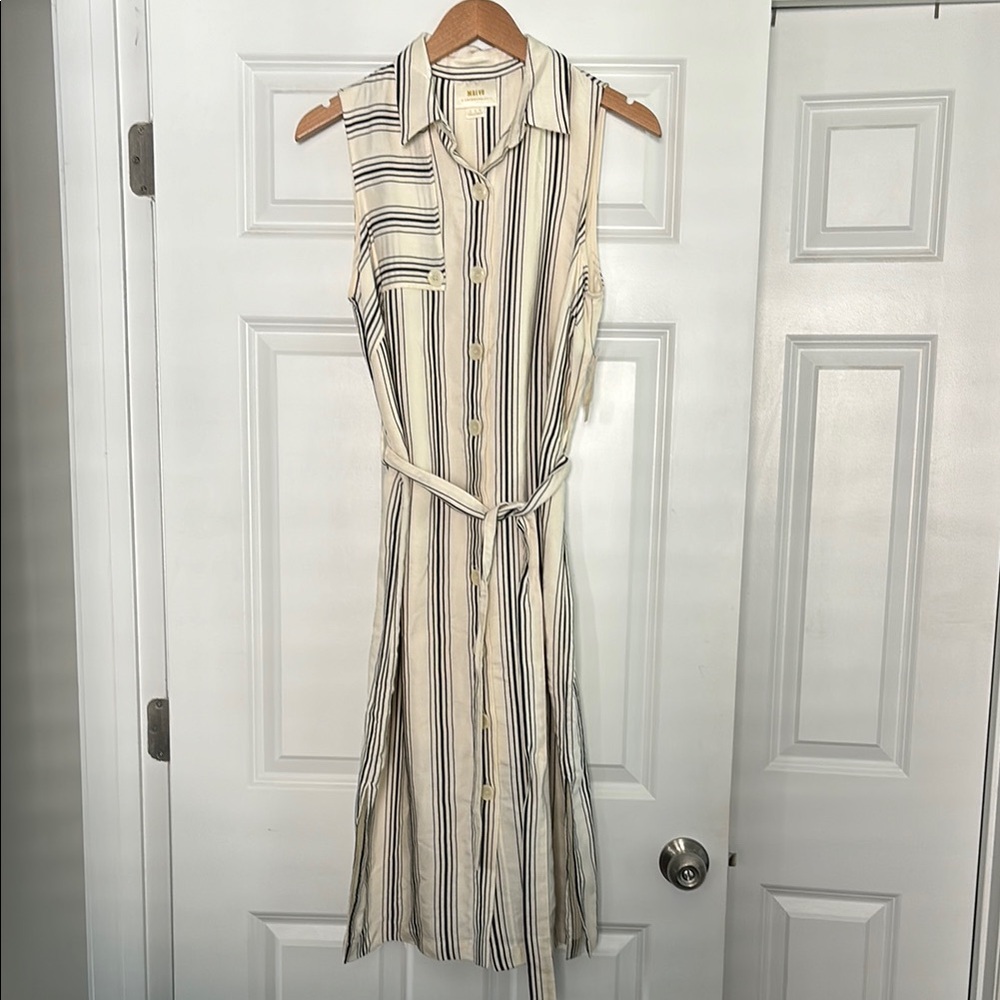 NWT Maeve by Anthropologie Striped Midi Dress Sleeveless Button down Size 6 - Picture 2 of 13